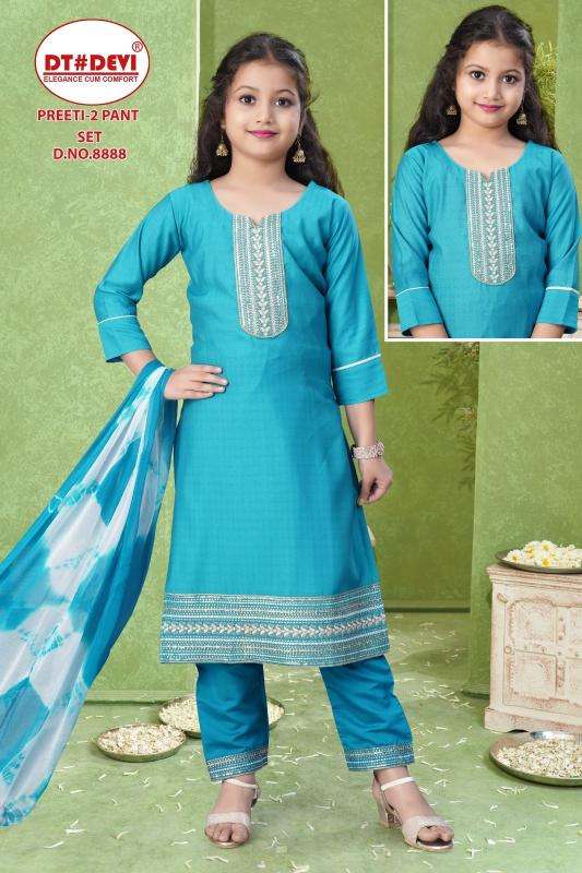 dt devi preeti pant set vol 2 series 8888 roman silk kids wholesale suit 