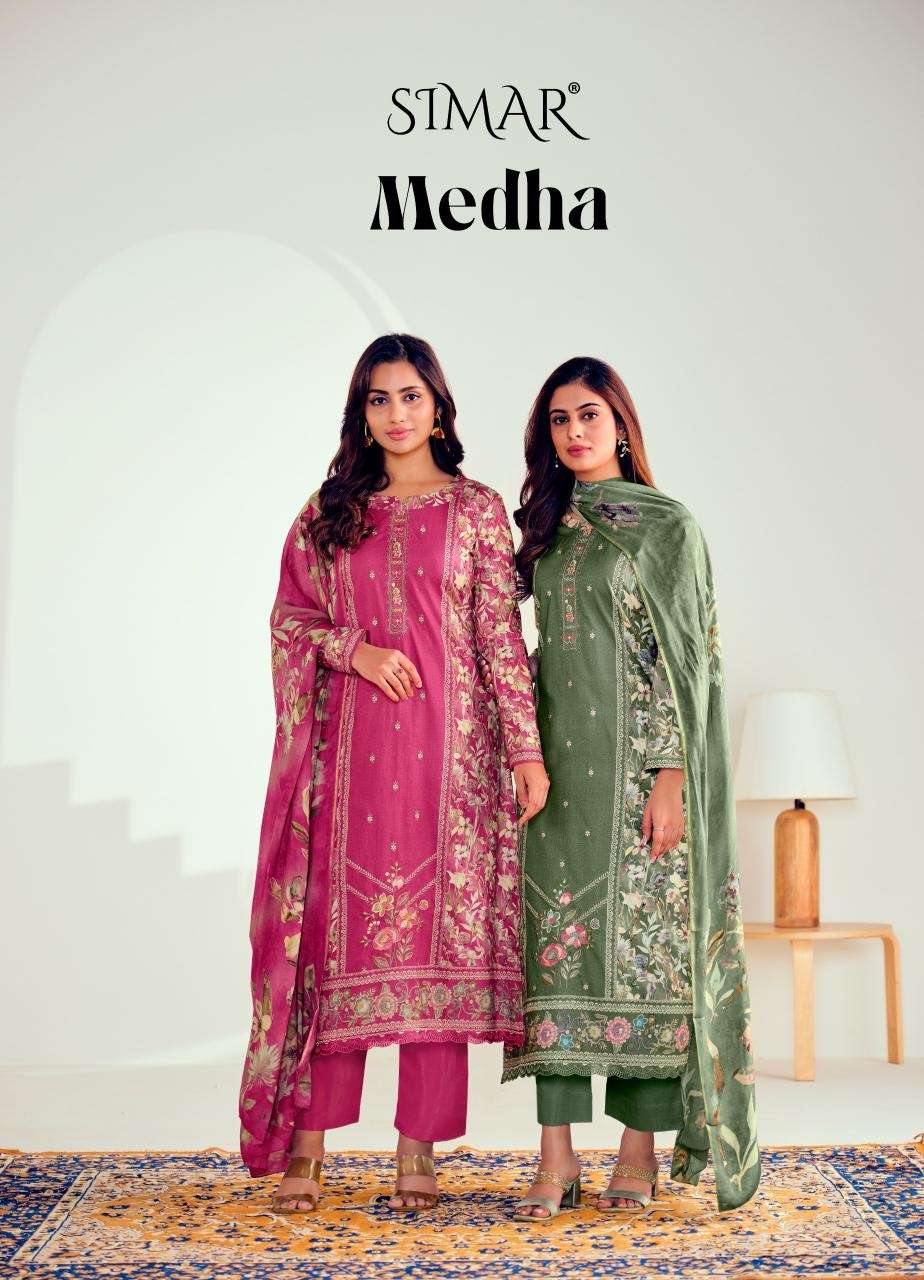 Glossy medha series 9225 lawn cotton wholesale suit