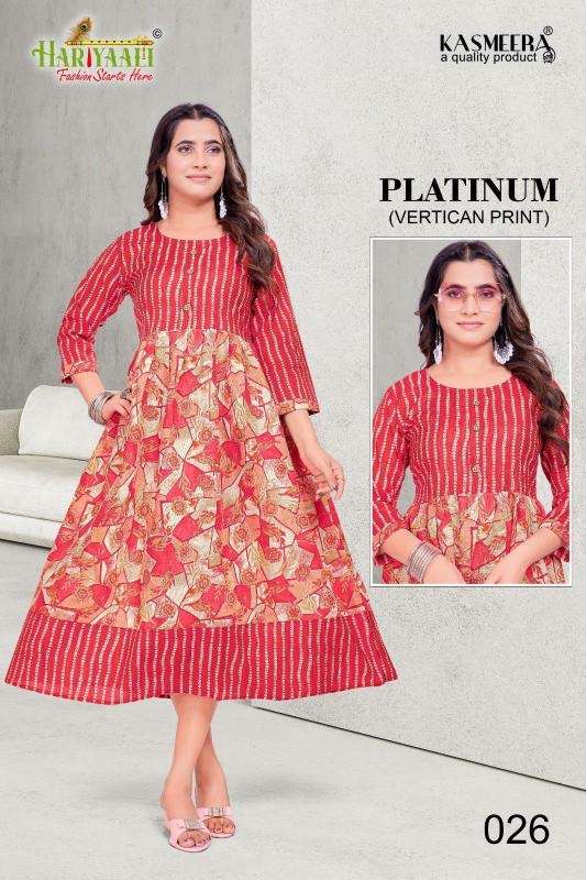 Hariyaali platinum series 009-026 vertican print wholesale kurti