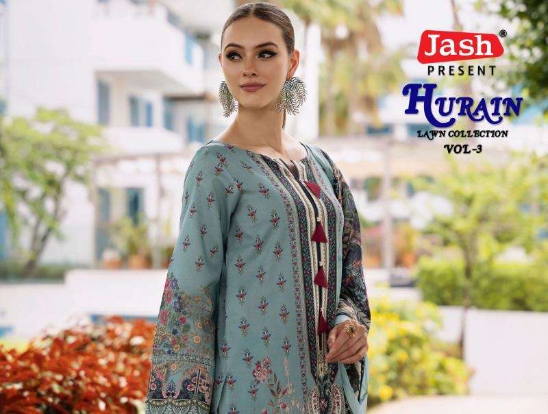 Jash hurain vol 3 series 3001-3008 lawn cotton wholesale suit