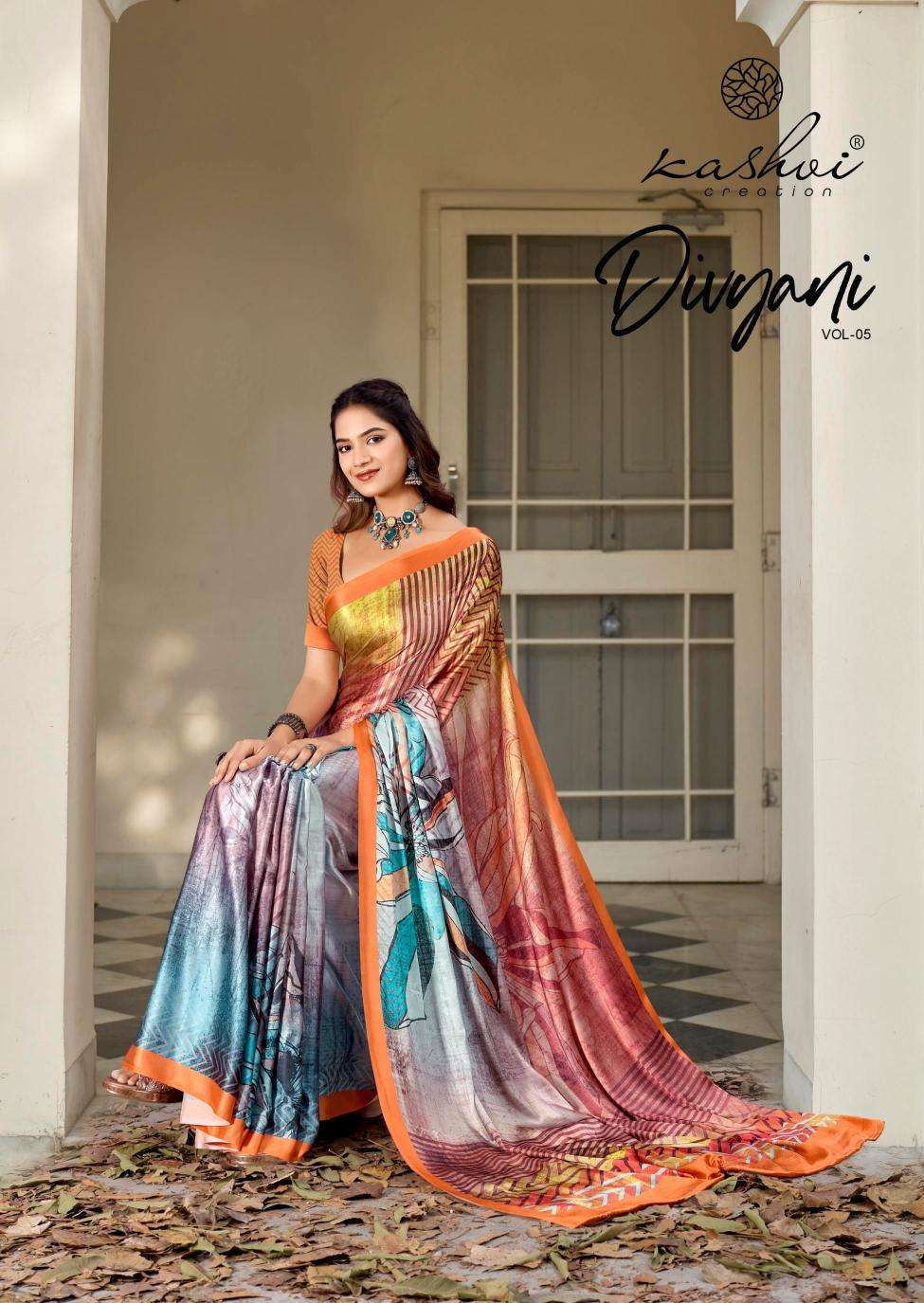 kashvi creation divyani vol 5 series 1001-1008 satin print wholesale saree