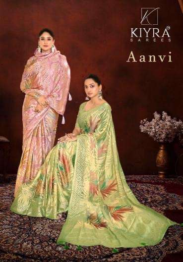 Kiyra aanvi series 1001-1006 dull moss brasso wholesale saree