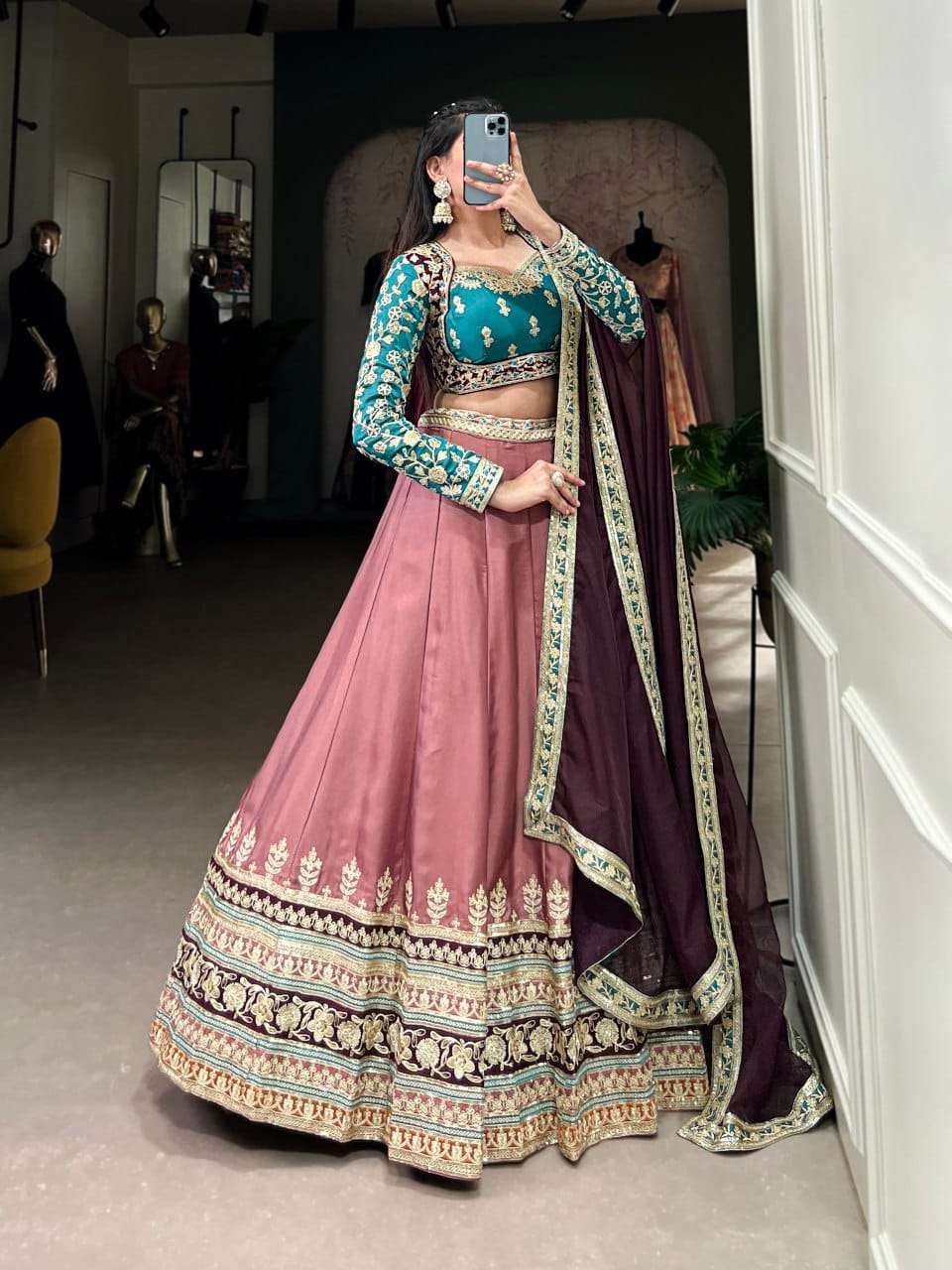 Lnb1425pec moonga silk wholesale lehenga