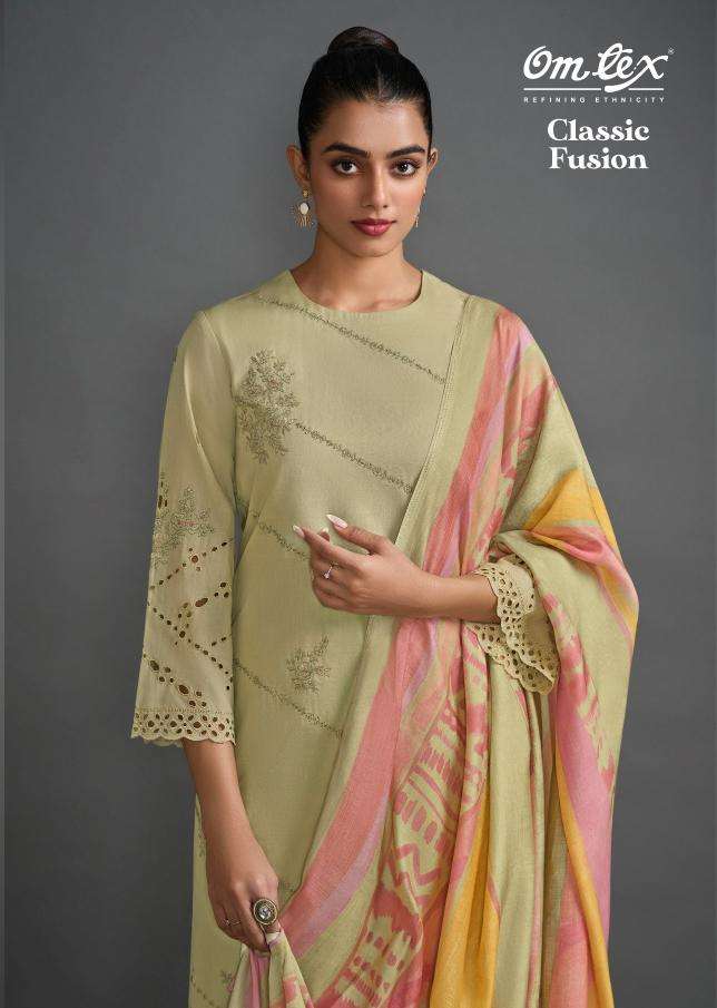 Omtex classic fusion series 7341 lawn cotton wholesale suit