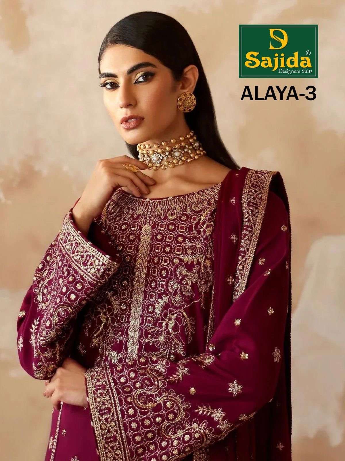 Sajida alaya vol 3 designer series 1027-1029 georgette wholesale suit