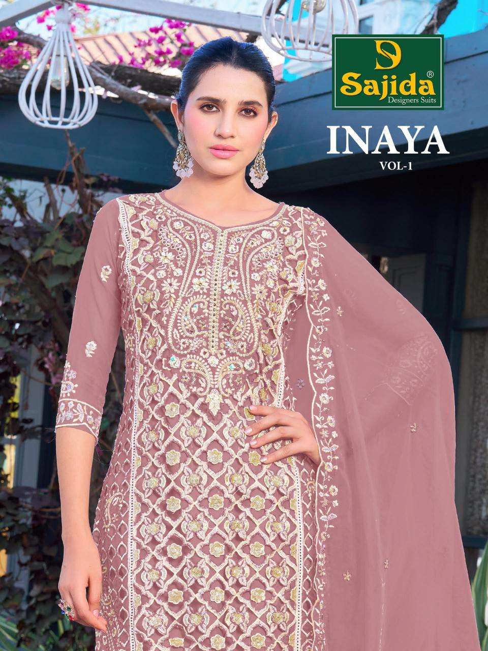 Sajida inaya vol 1 series 1041 organza wholesale suit