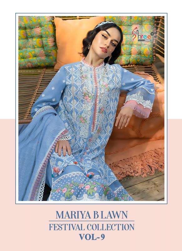 Shree fabs mariya b lawn festival collection vol 9 188401-188408 cotton wholesale suit