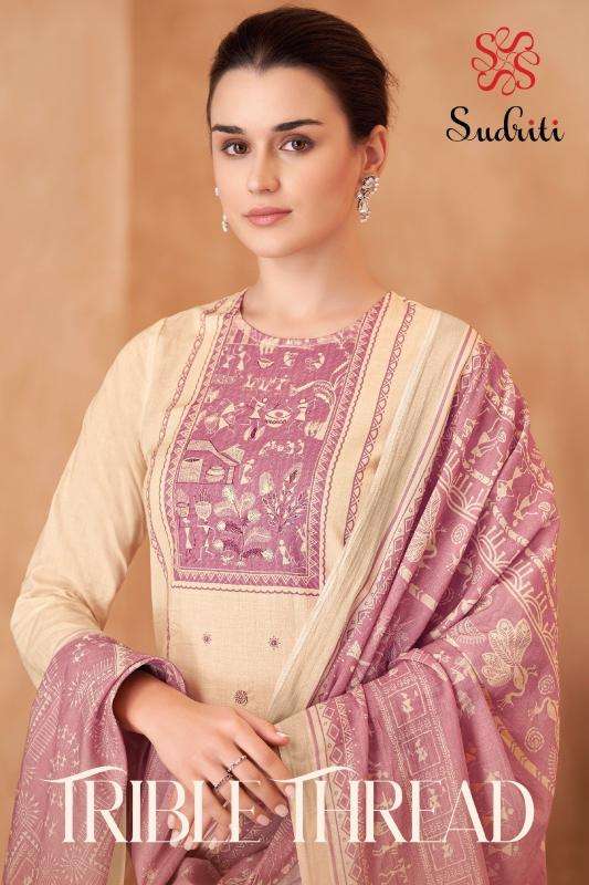 Sudriti trible thread cotton lawn wholesale suit