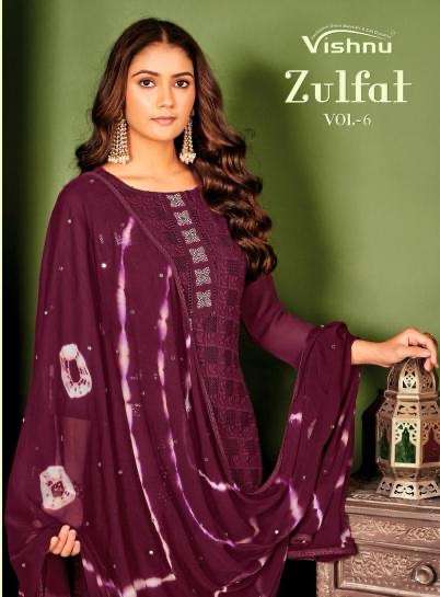 Vishnu Zulfat vol 6 series 19001-19008 georgette wholesale suit