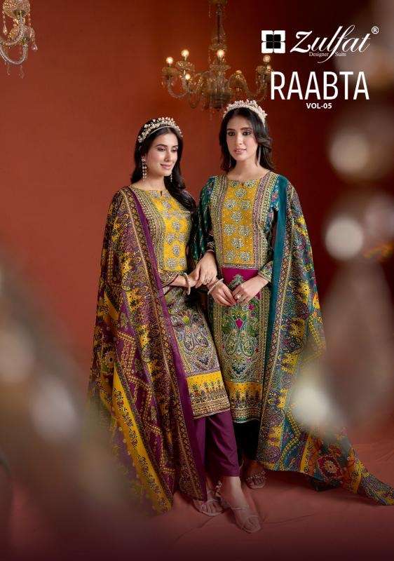 Zulfat raabta vol 5 series 631001-63100 jam cotton wholesale suit