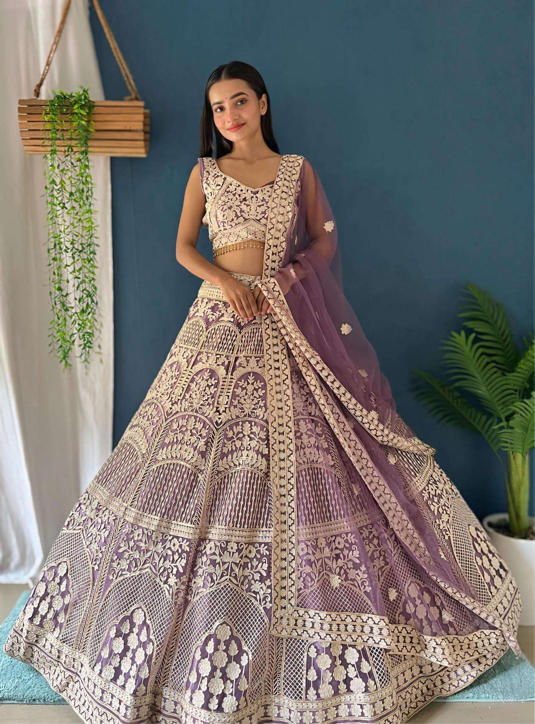 5018 unique colours net stitch lehenga unstitch blouse for womens