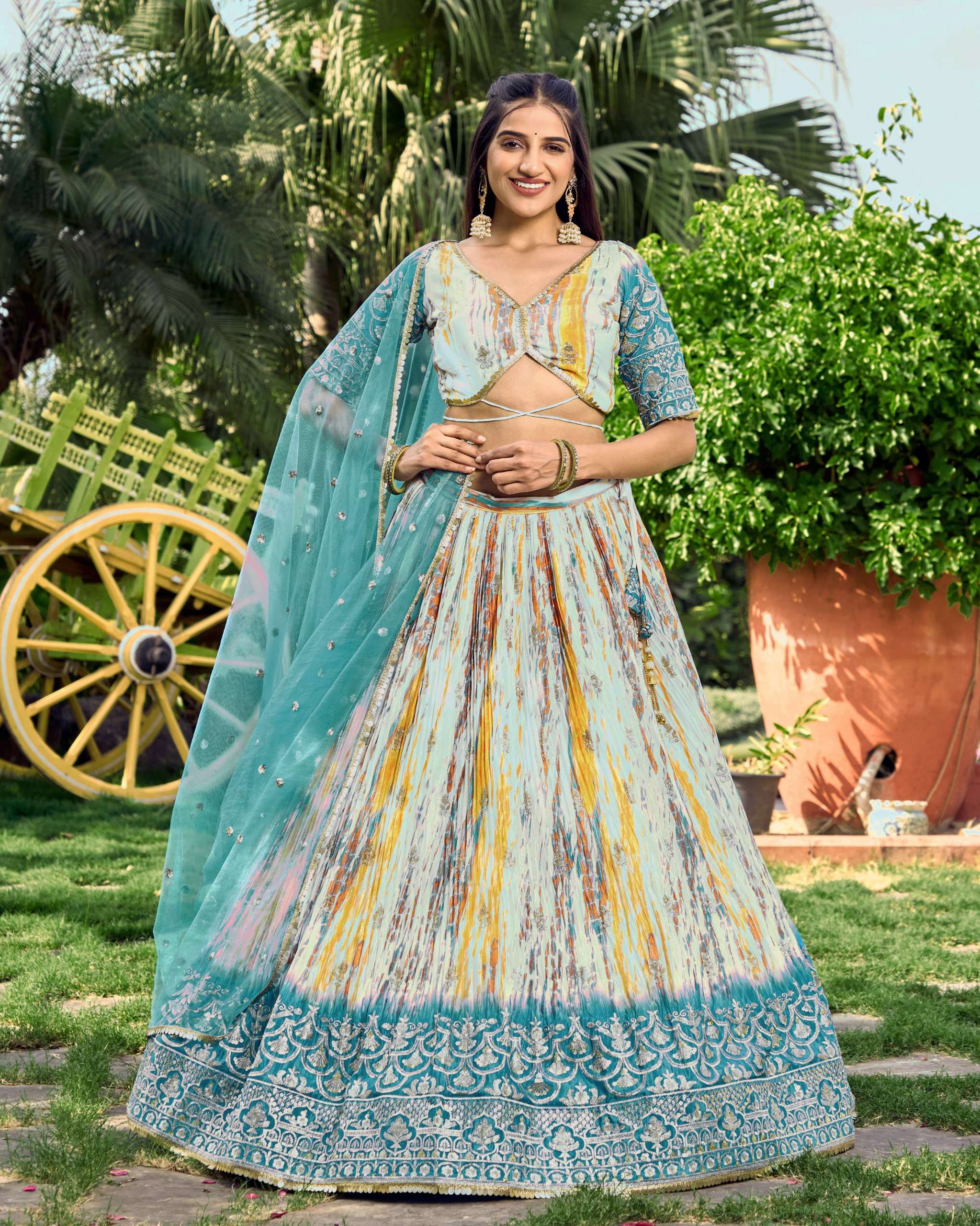 5051 RAMA Chinnon Silk wholesale lehenga