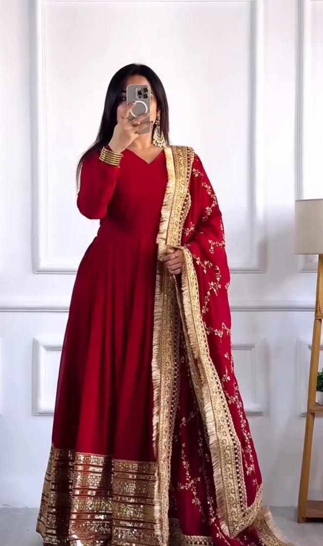 5063 blooming faux georgette traditional readymade gown sets