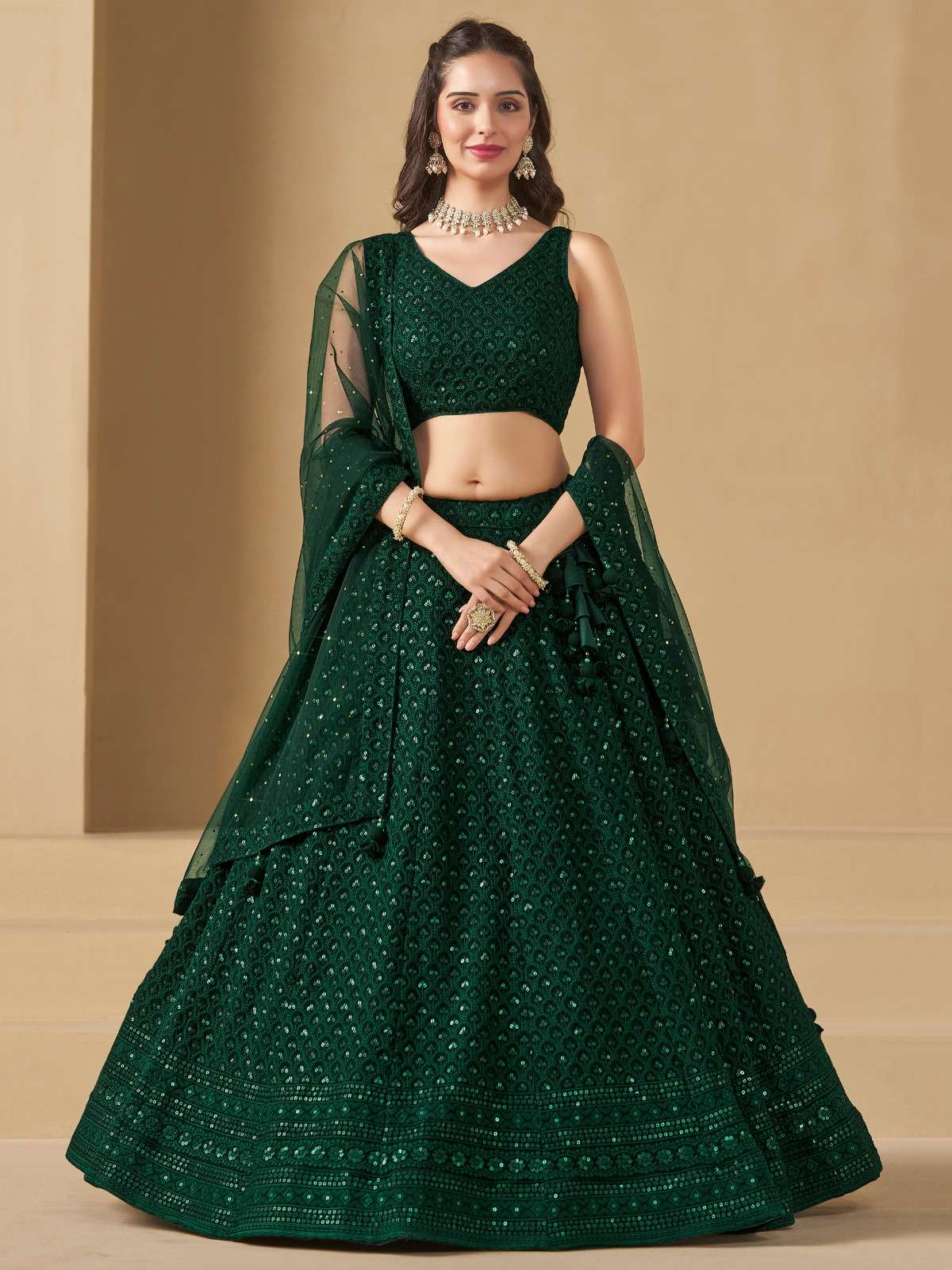 5124-Green Georgette wholesale lehenga