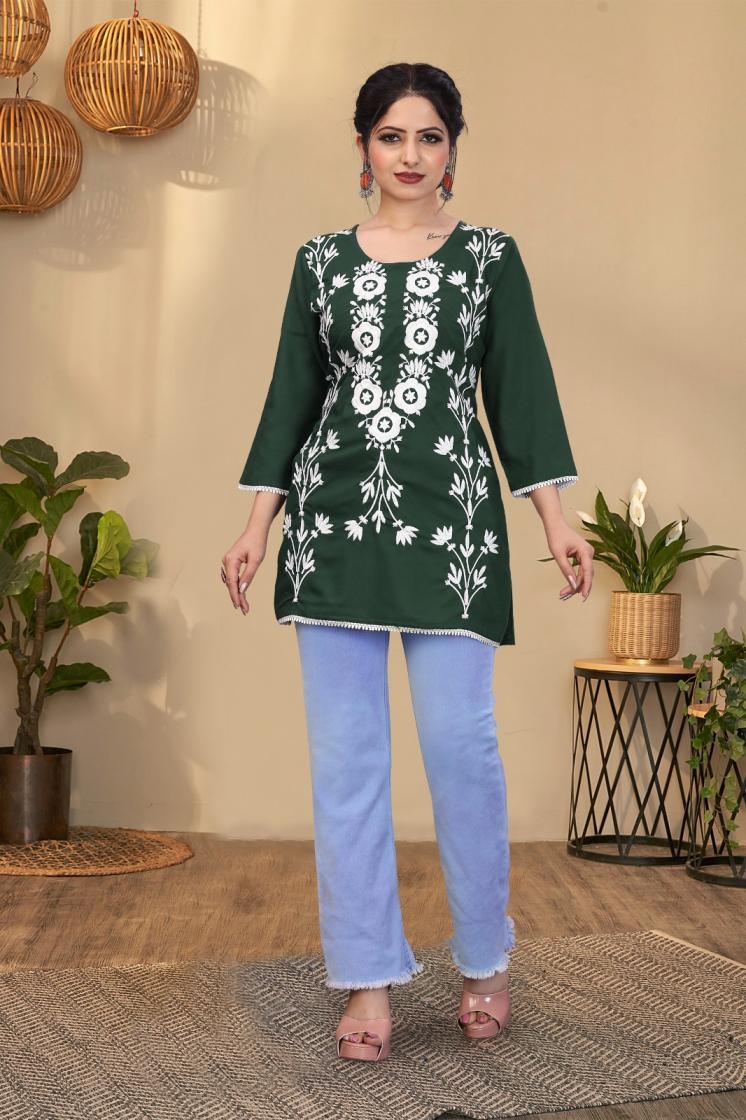 9STAR FASHION MONEY RAYON WITH CHIKANKARI EMBROIDERY WORK kurti