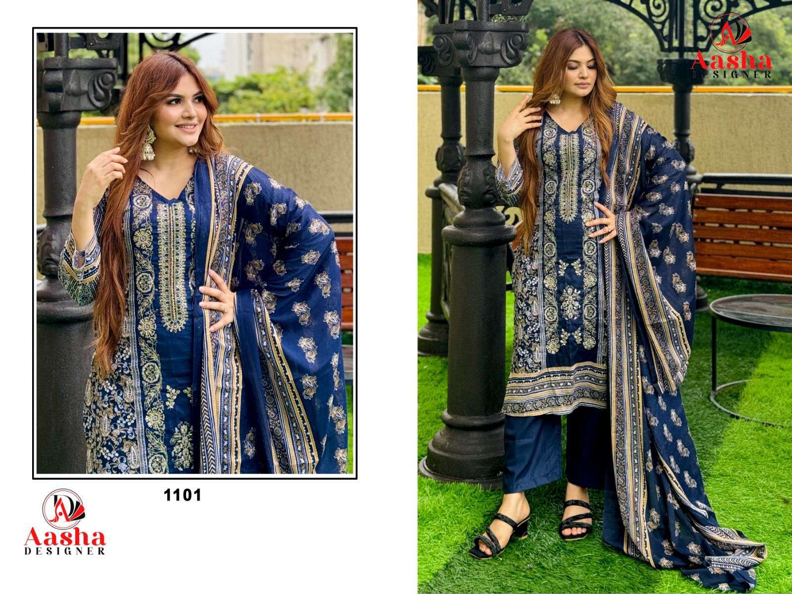 AASHA DESIGNER RIWAYAT PREMIUM 1101 Pure Cotton wholesale suit 
