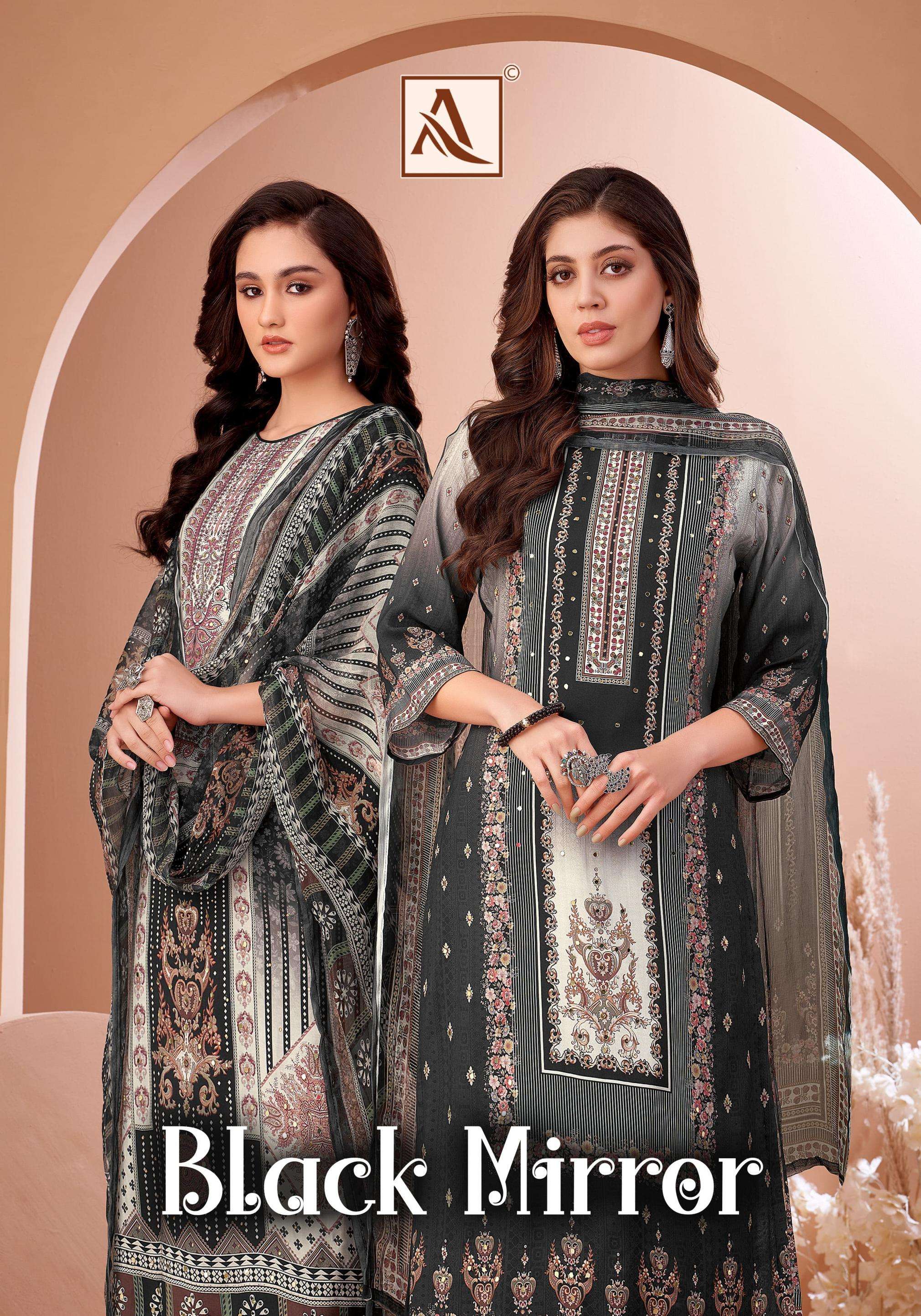 alok black mirror series 195777701-19577708 viscose muslin wholesale suit 