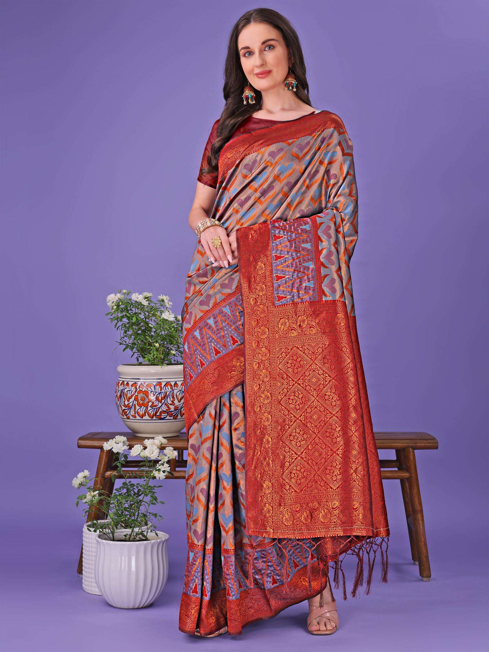 astita BLOSSOM series 1001-1008 fancy designer lichi silk wholesale saree
