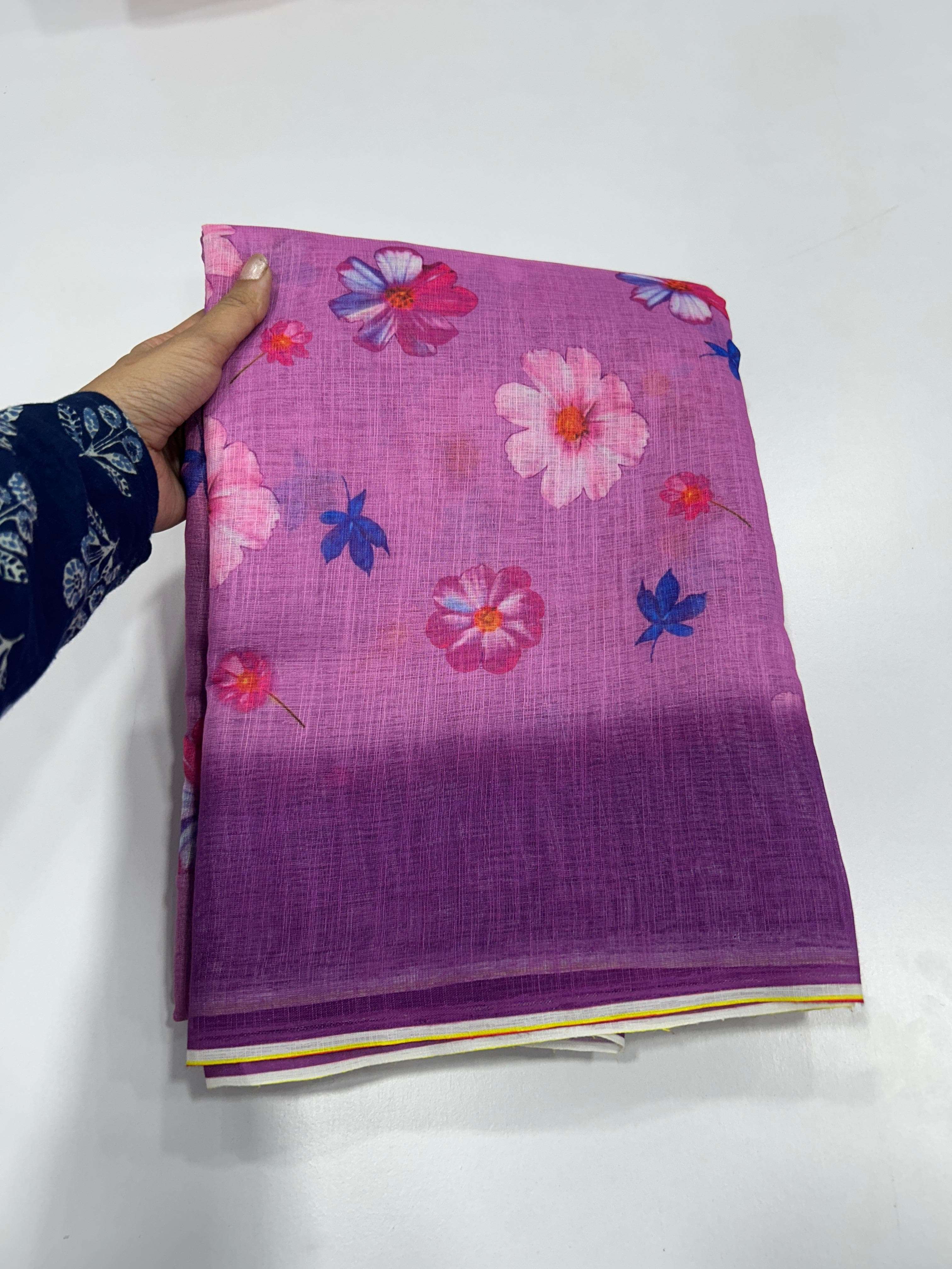 Avantika Pure soft lilen kalamkari digital print saree 