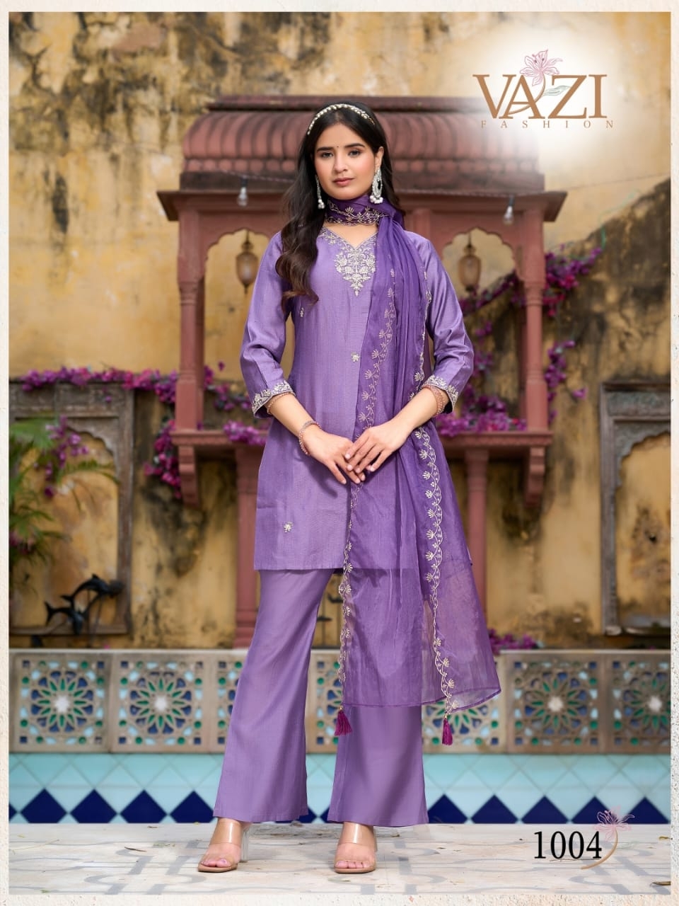 Bell Bottom vertican  WITH fancy cord WORK CO-ORD SET With Duppta
