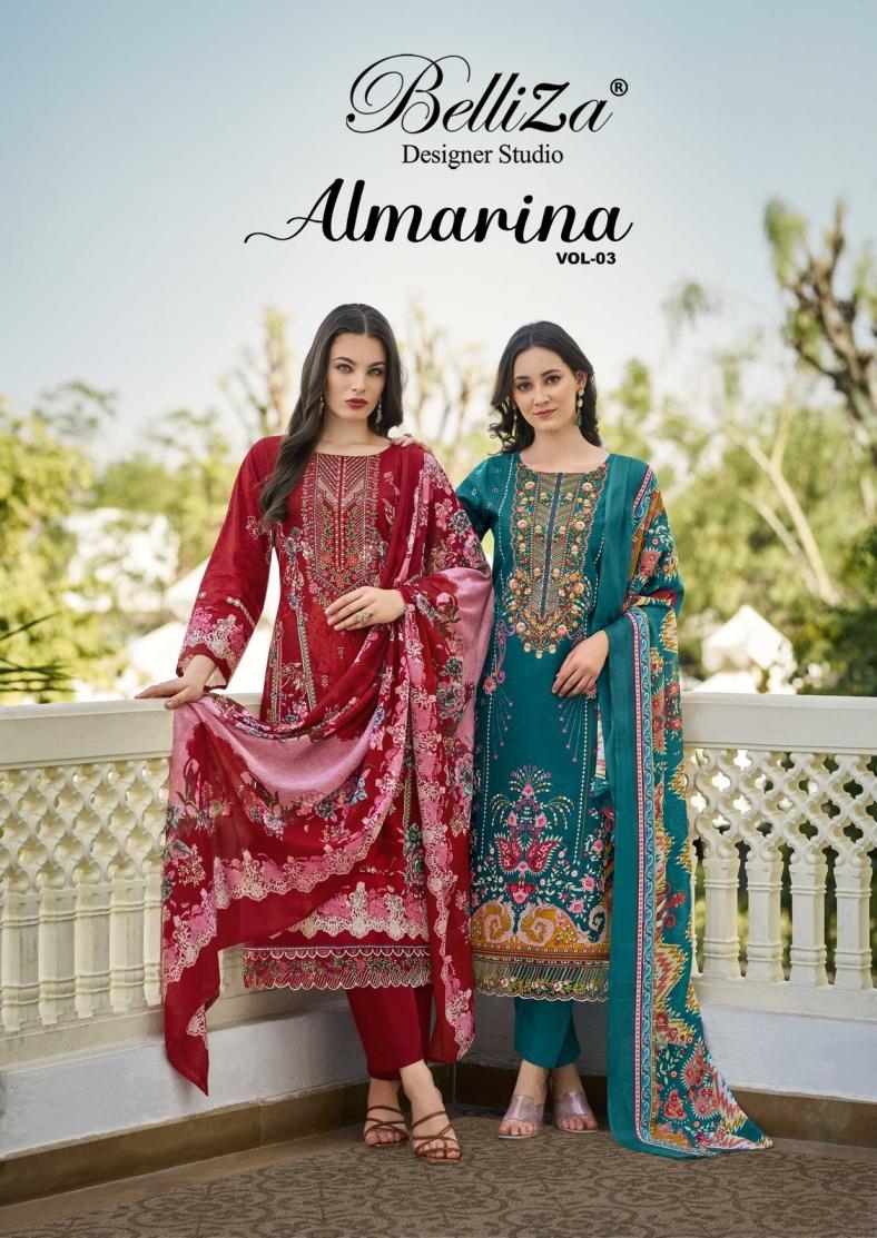 belliza almarina vol 3 series 839001-839008 Pure Cotton wholesale suit 
