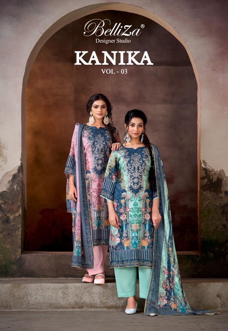 belliza kanika vol 3 series 845001-845003 viscose muslin wholesale suit 