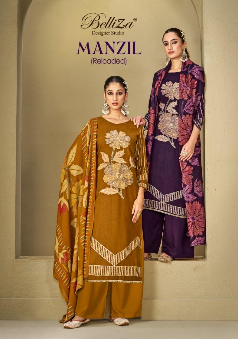 belliza manzil series 1039001-1039008 readymade viscose rayon wholesale suit 