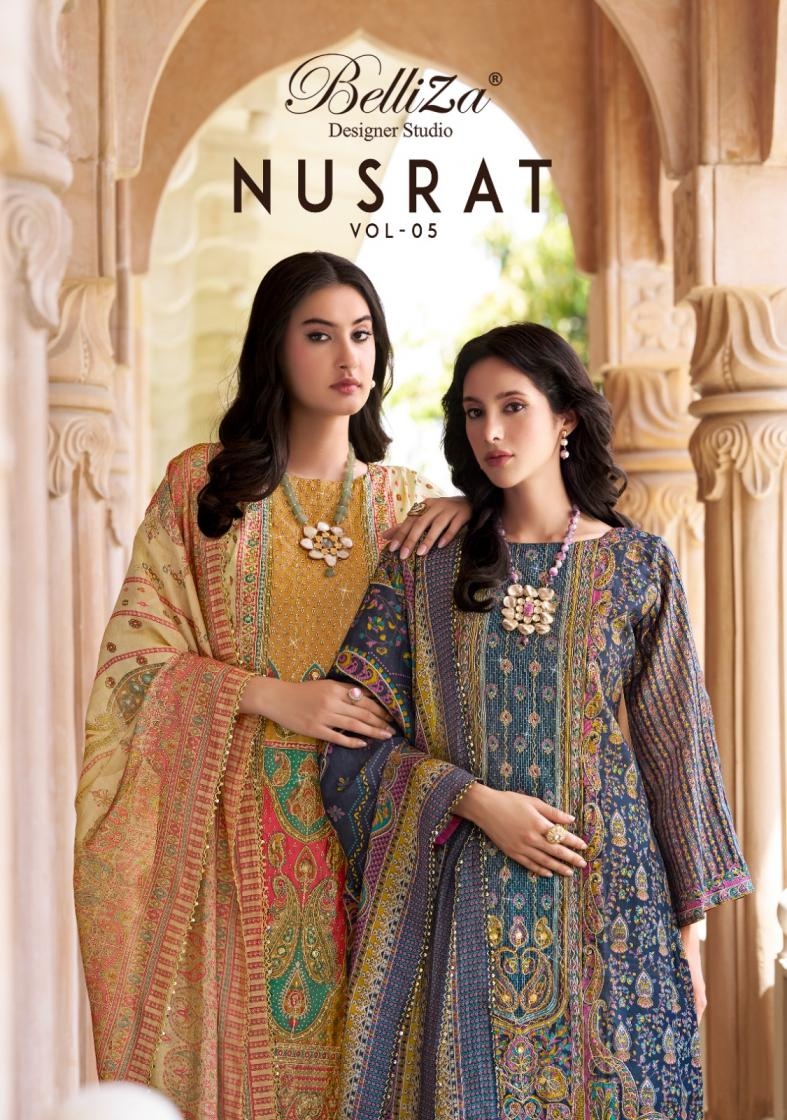 belliza nusrat vol 5 series 849001-849006 modal viscose muslin wholesale suit 