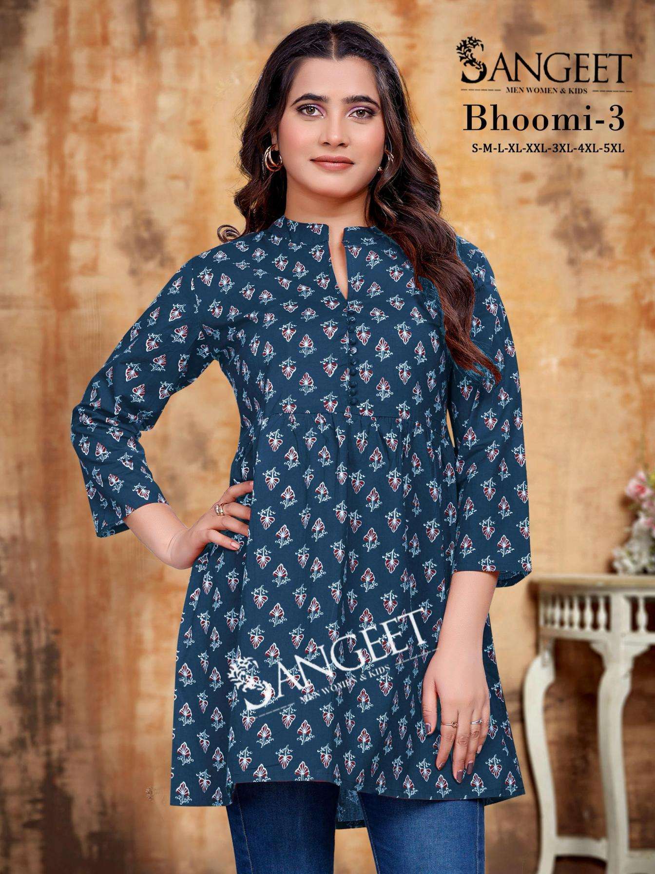bhoomi vol 3 series 1001-1004 cotton print readymade stylish big size western tops