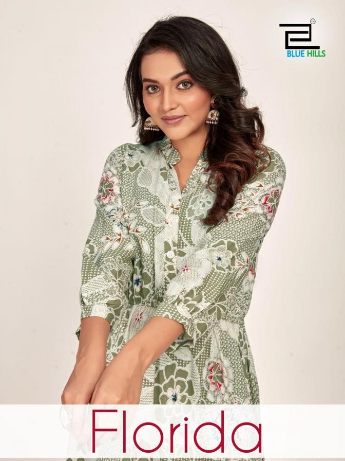 blue hills florida series 1001-1002 rayon wholesale kurti 