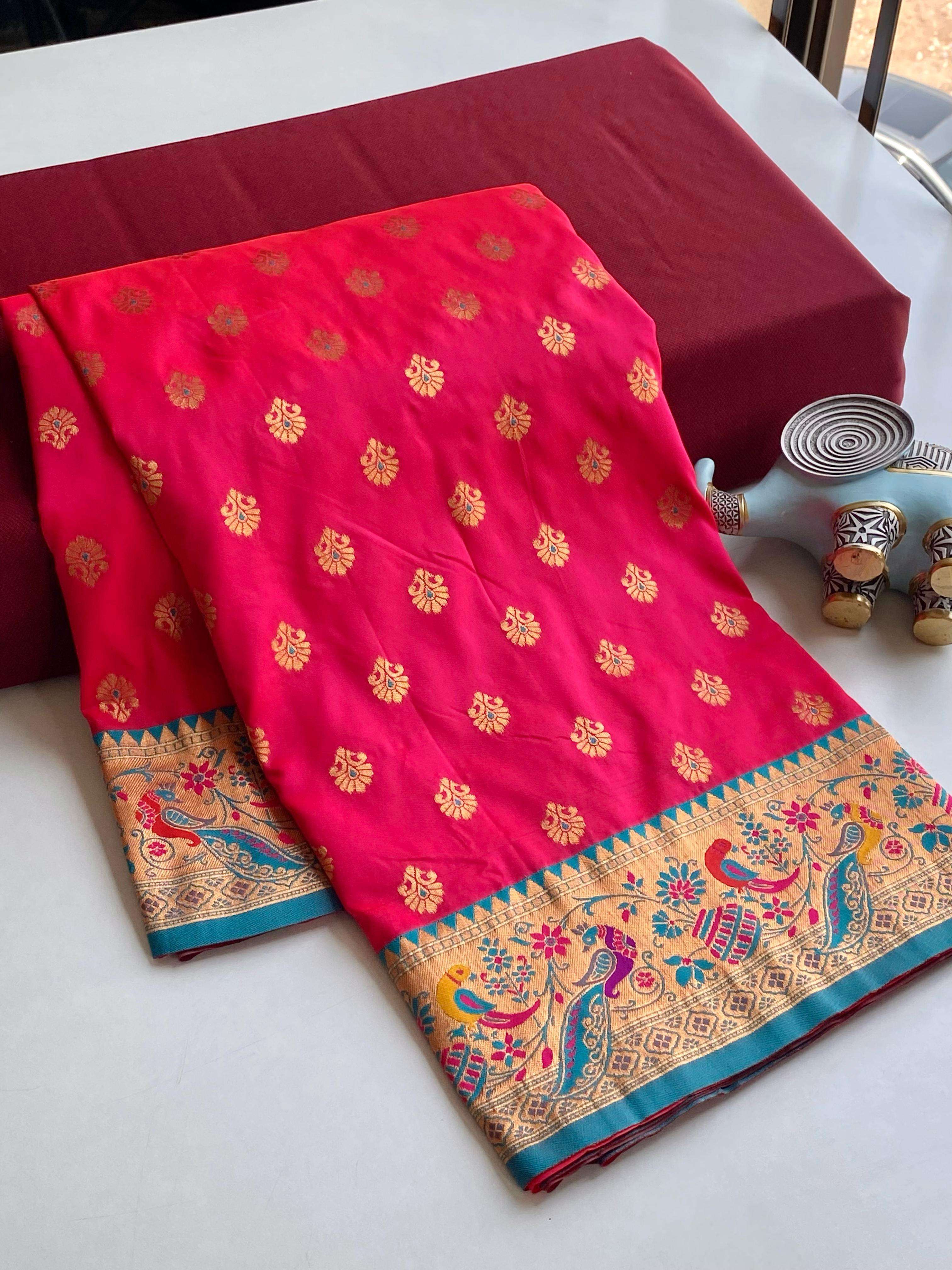 BT-53 Aanchal Paithani silk sarees with traditional weaving patterns  all over 