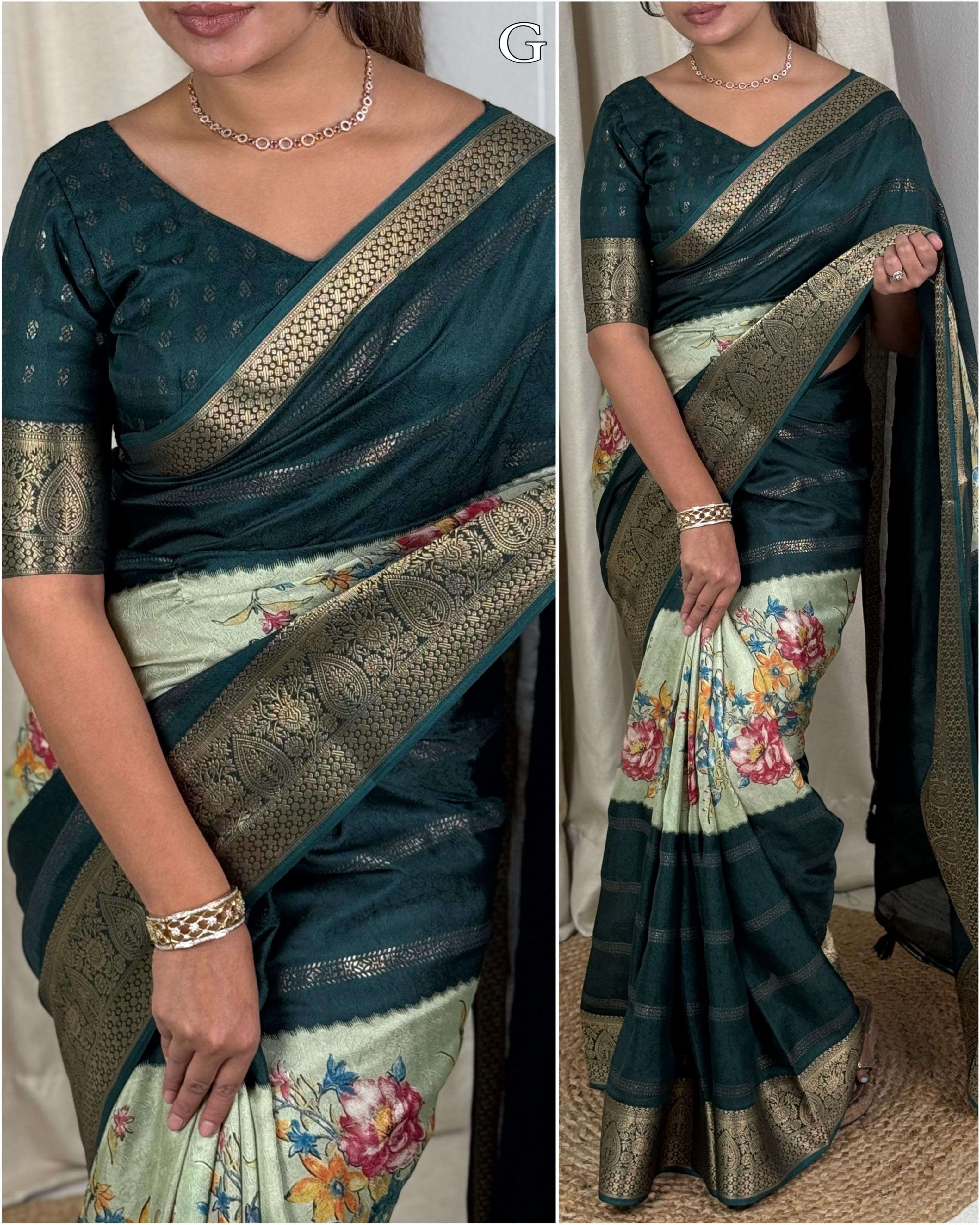 BT-56 Chaitanya Dull moss wholesale saree