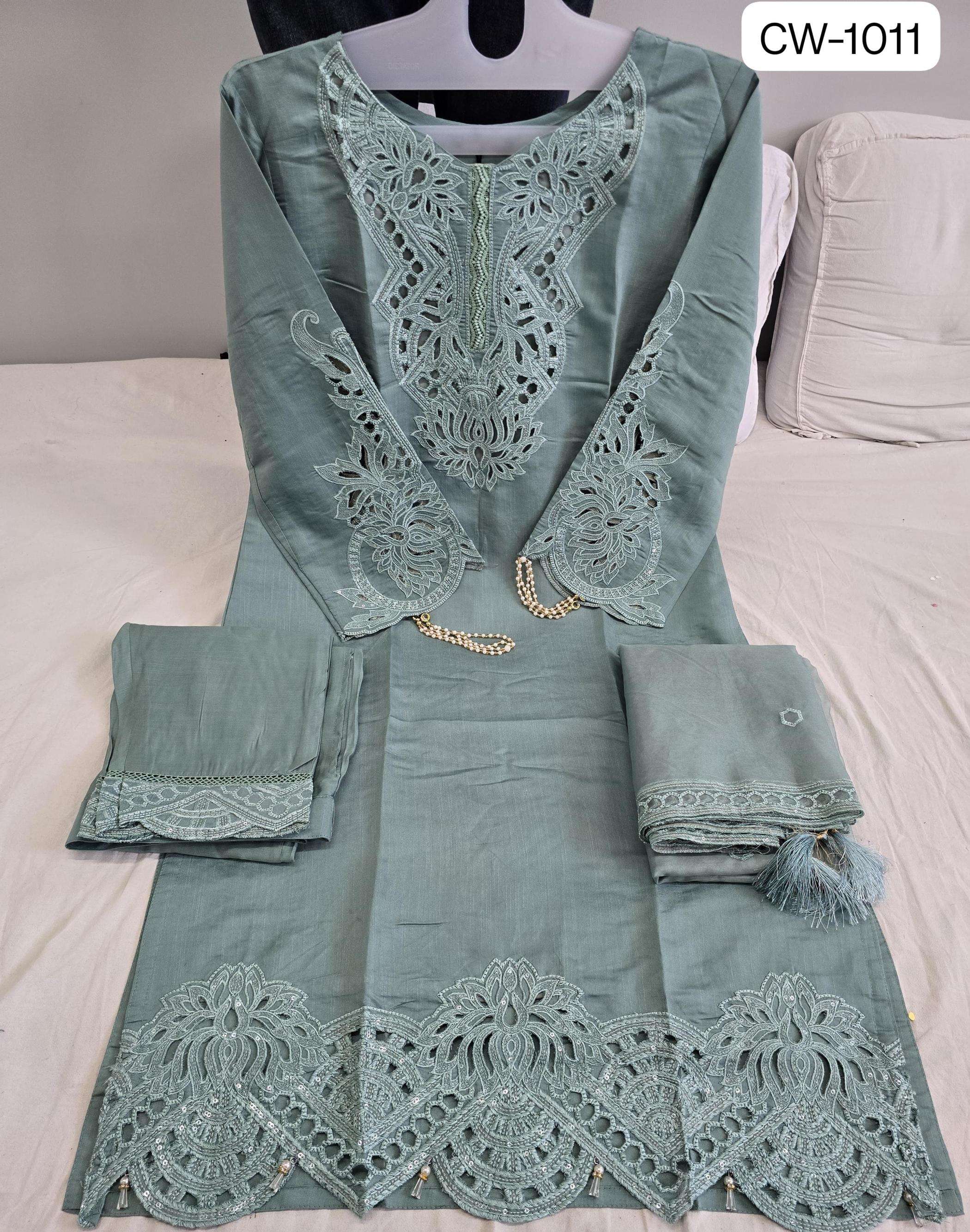 cw 1011 mushk shraddha designer readymade roman silk pakistani suit for womens