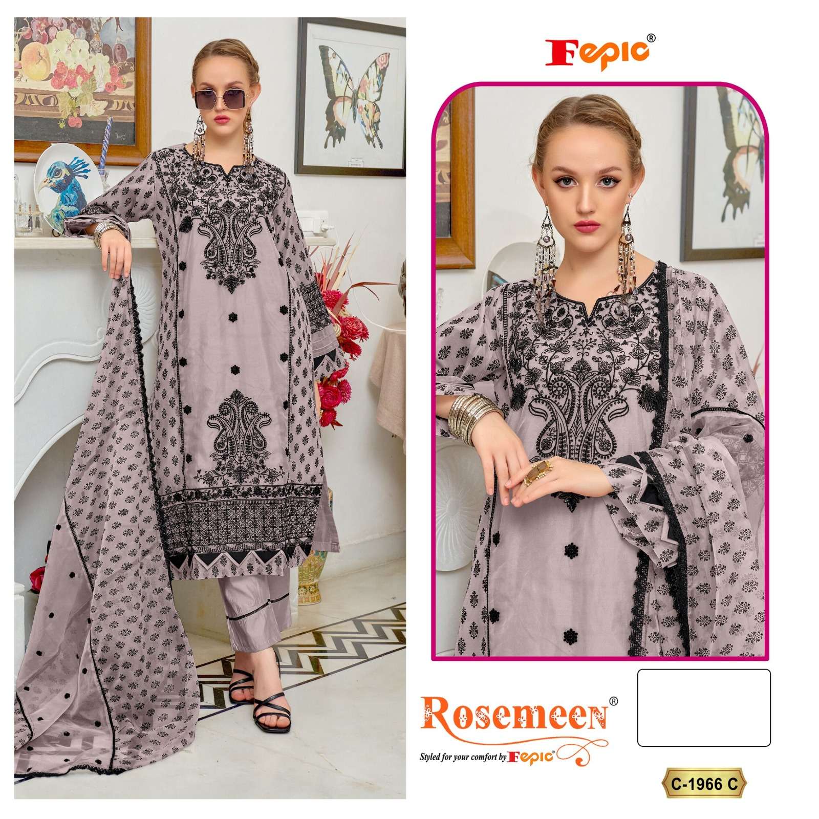 FEPIC ROSEMEEN 1966 ORGANZA EMBROIDERED wholesale suit 