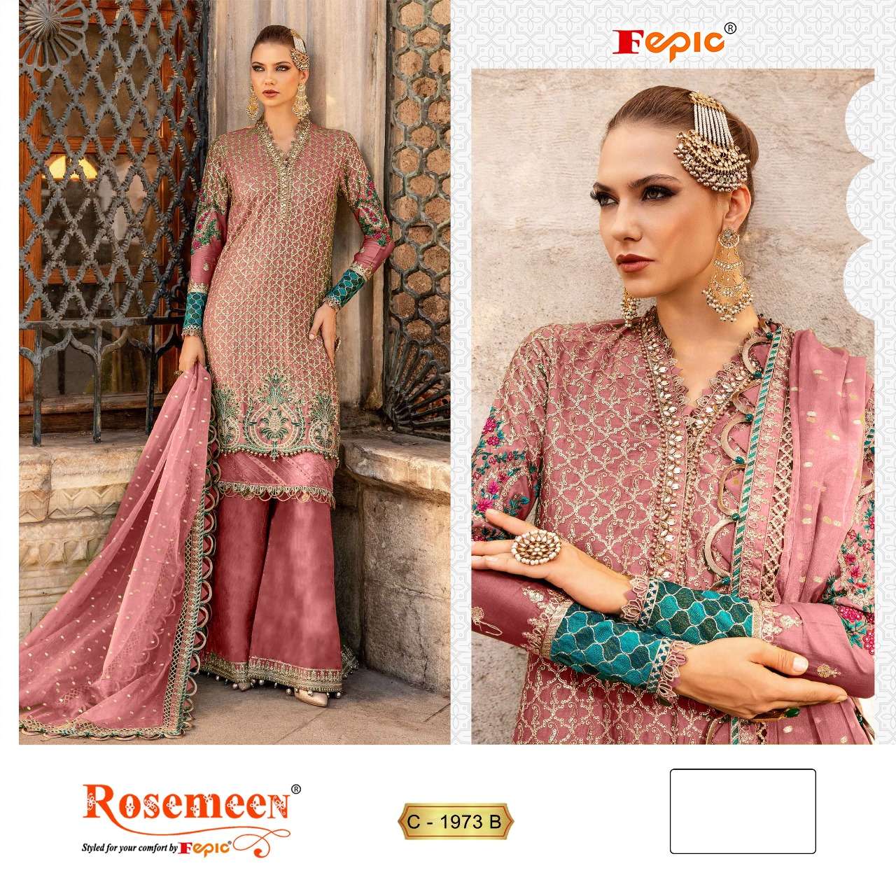 FEPIC ROSEMEEN 1973 ORGANZA EMBROIDERED wholesale suit 