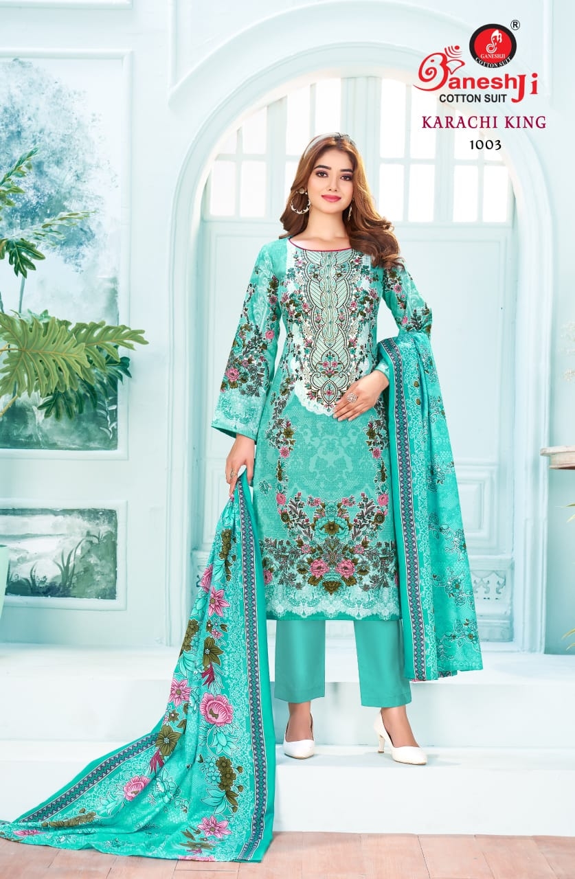 Ganeshji Karachi King Vol-01 series 1001-1008 Pure Heavy Soft Cotton wholesale suit