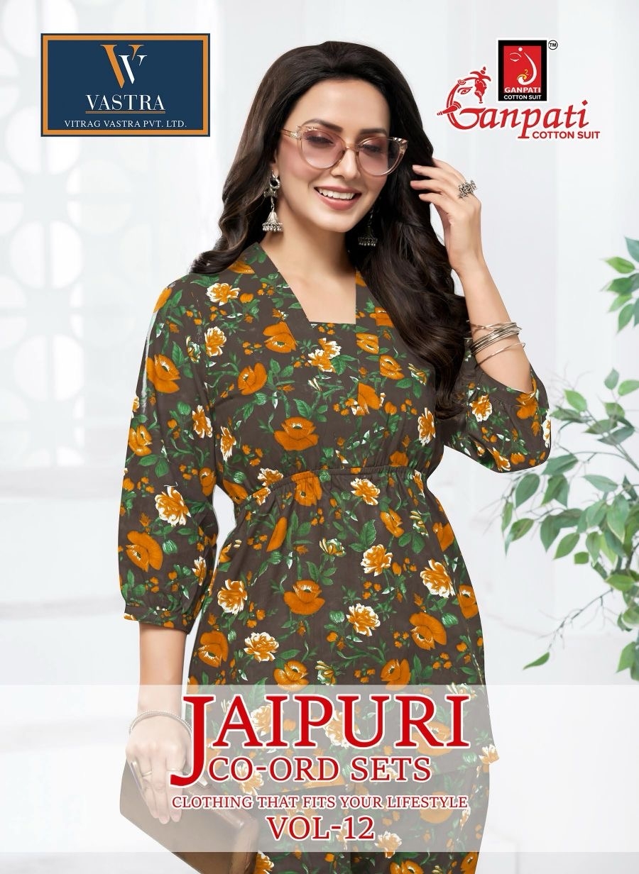 Ganpati Jaipuri Vol-12 Pure Cotton kurti with bottom