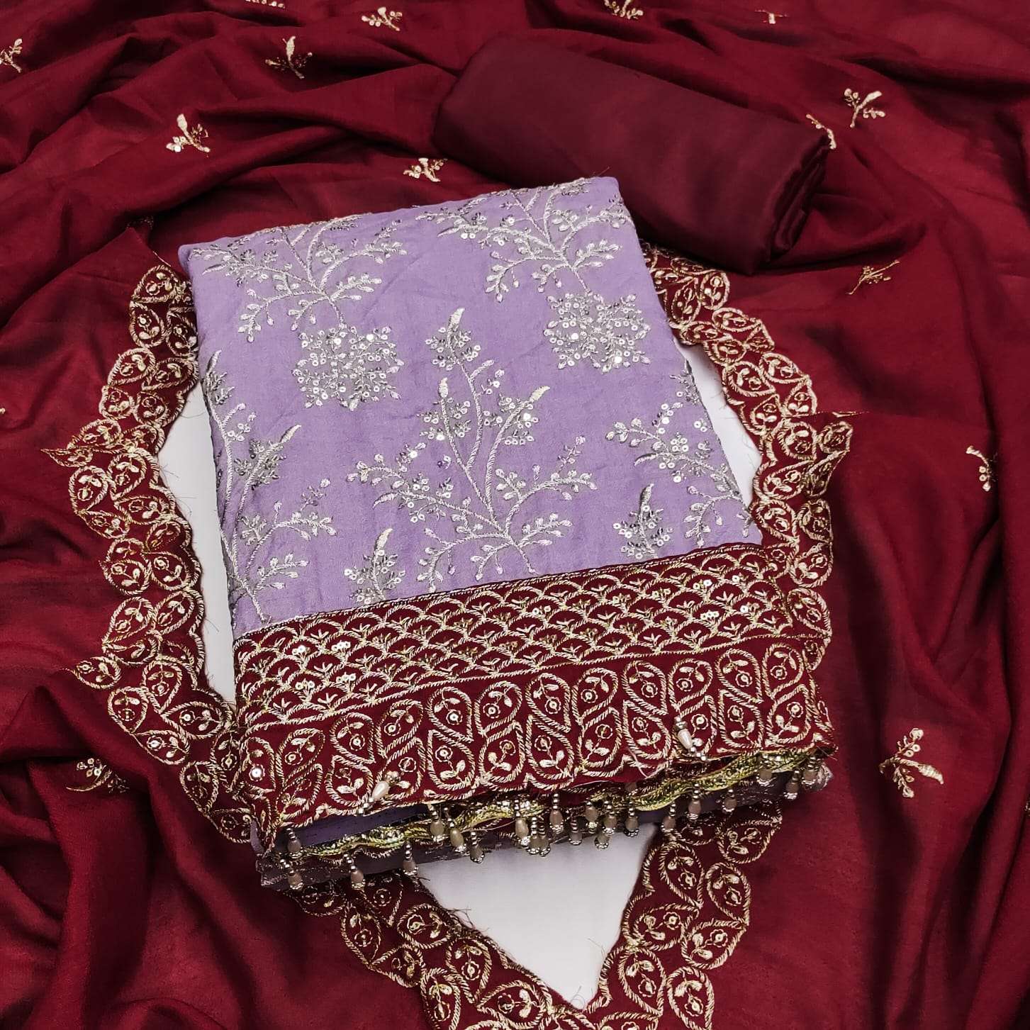 JIVORA VICHITRA SILK WORK AND JALAR LACE wholesale suit 
