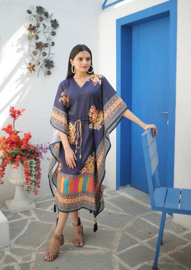 ka 1029 chinon crochet readymade stylish look kaftan kurtis