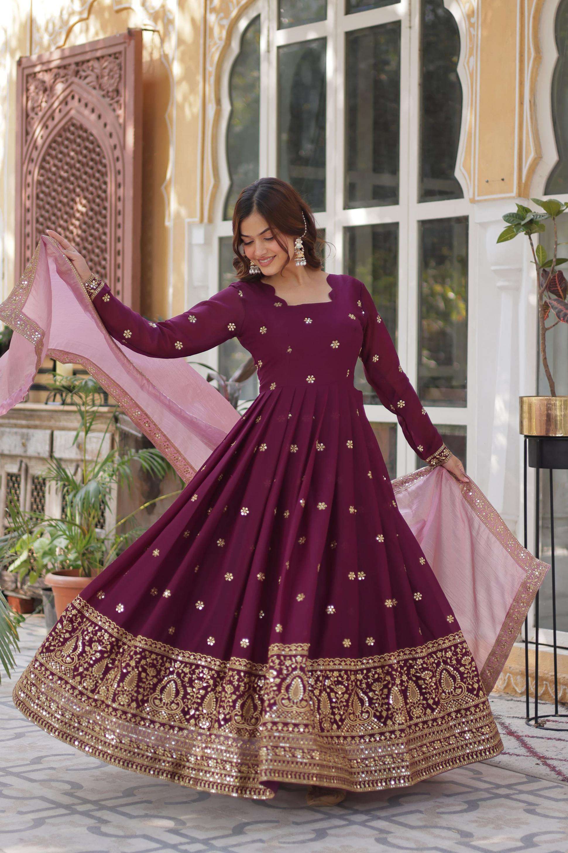 ka 1142 star georgette readymade shop trendy gown with dupatta online