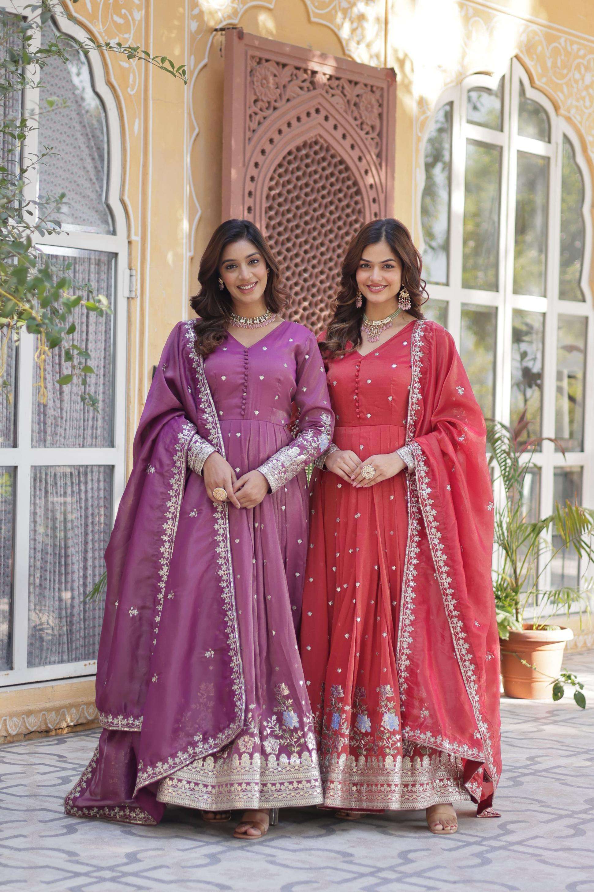 ka 1152 attractive look viscose cosmos readymade gown with dupatta