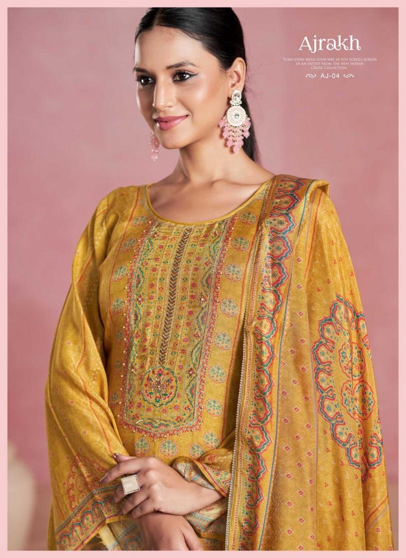 karva designer ajrakh series 01-04 viscose muslin wholesale suit 