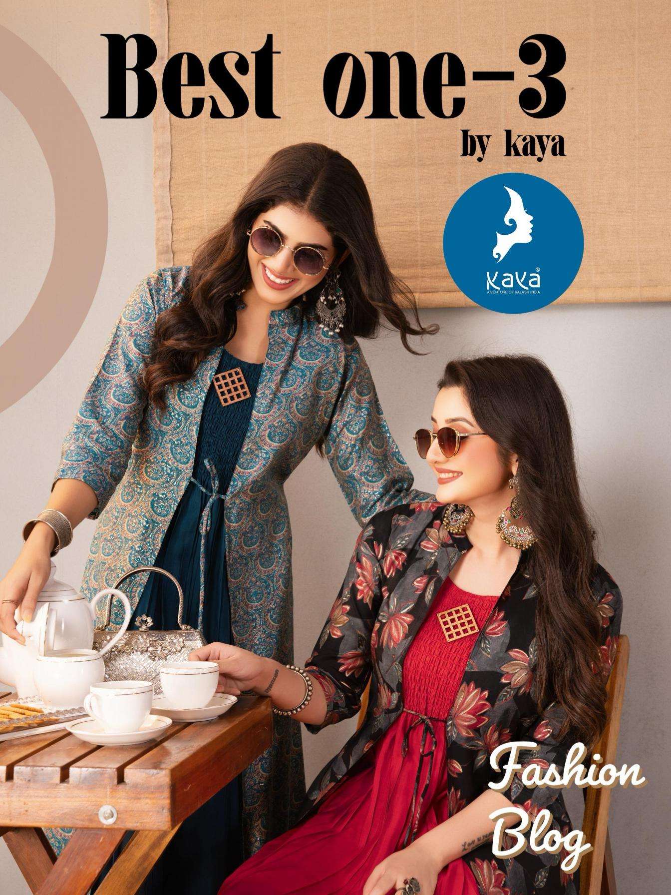 kaya best one vol 3 series 01-06 chanderi modal print full stitch kurti with jacket