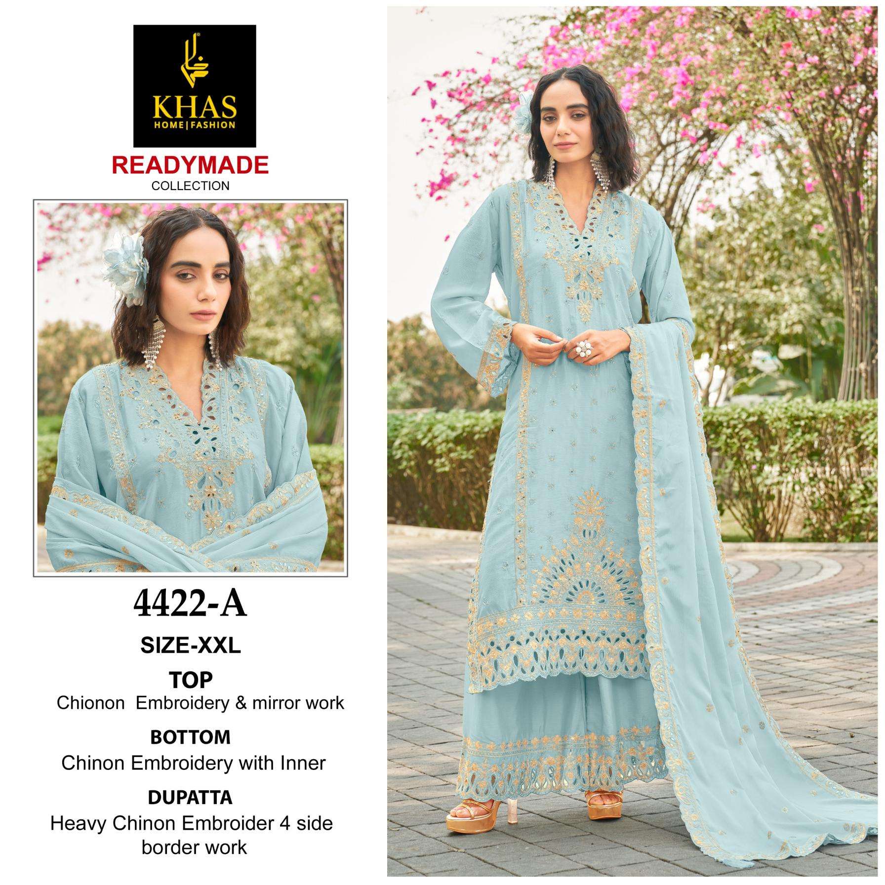 khas 4422abc chinon silk wholesale readymade suit 