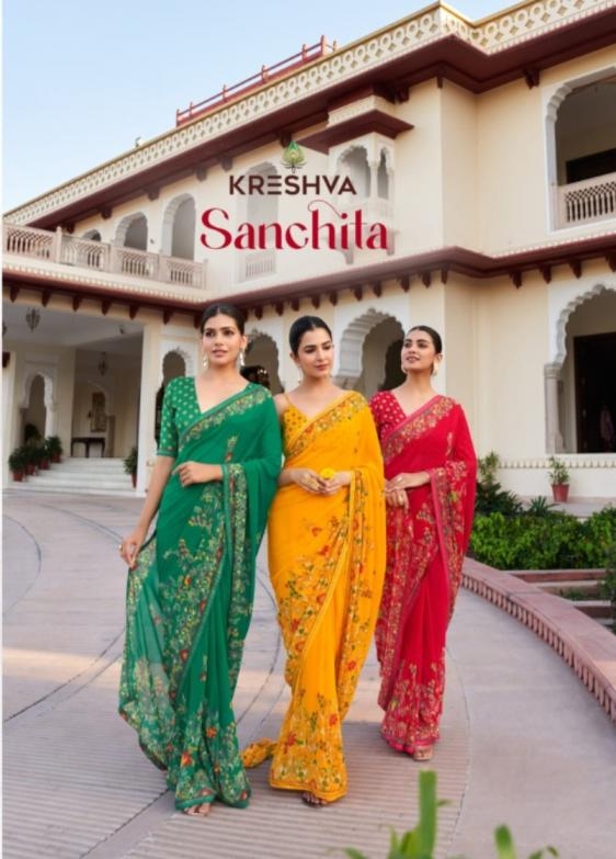 kreshva sanchita series 2081-2084 dani georgette wholesale saree