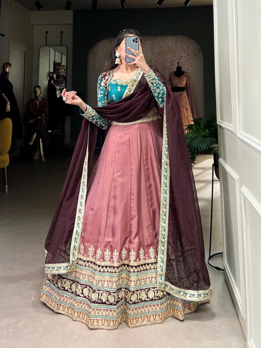 lnb1425 moonga silk Sequins and Thread Embroidery Work  wholesale lehenga 