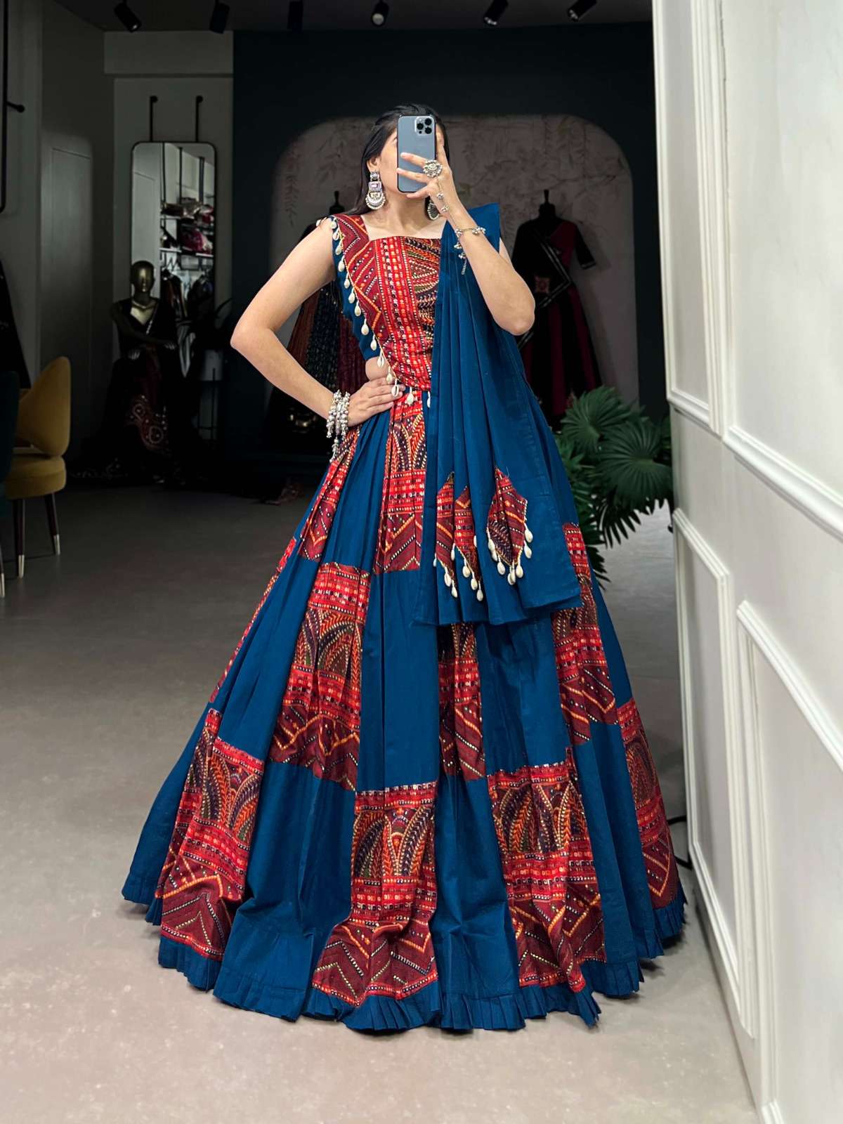 LNB1696BLU Pure Cotton navratri wholesale lehenga 