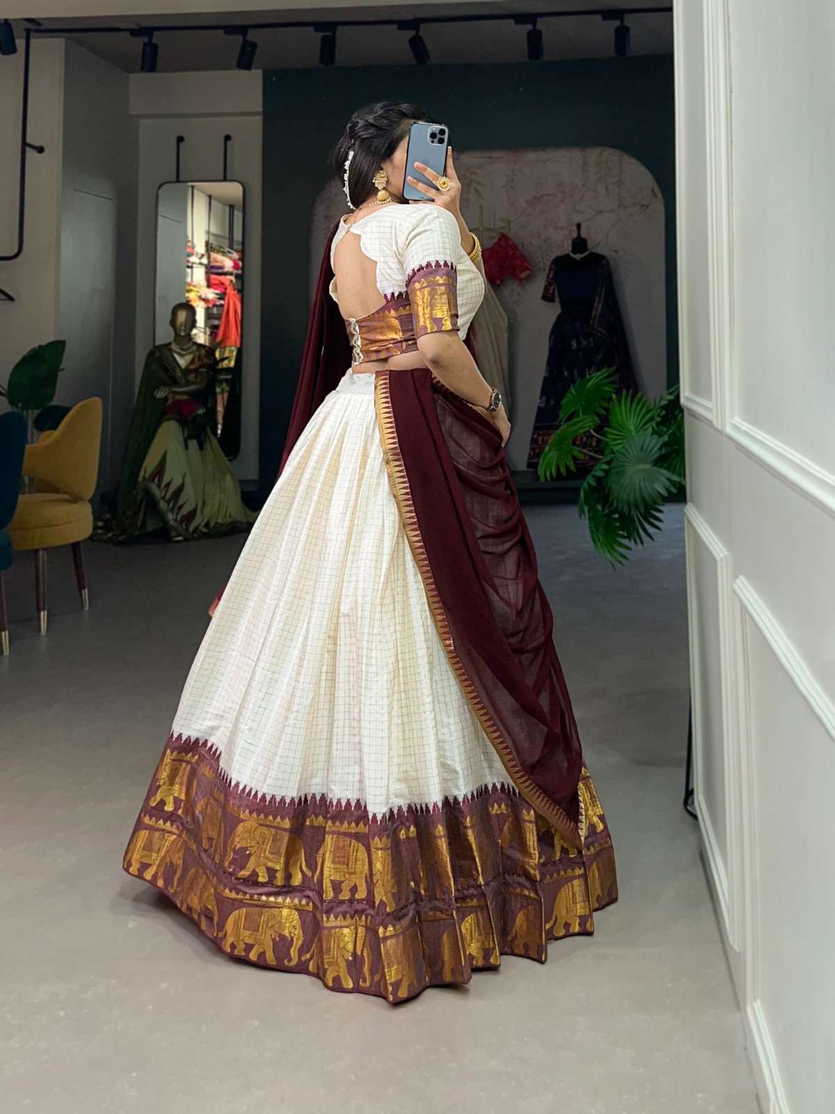 LNB2047WHT Poly Cotton Lehenga Choli 