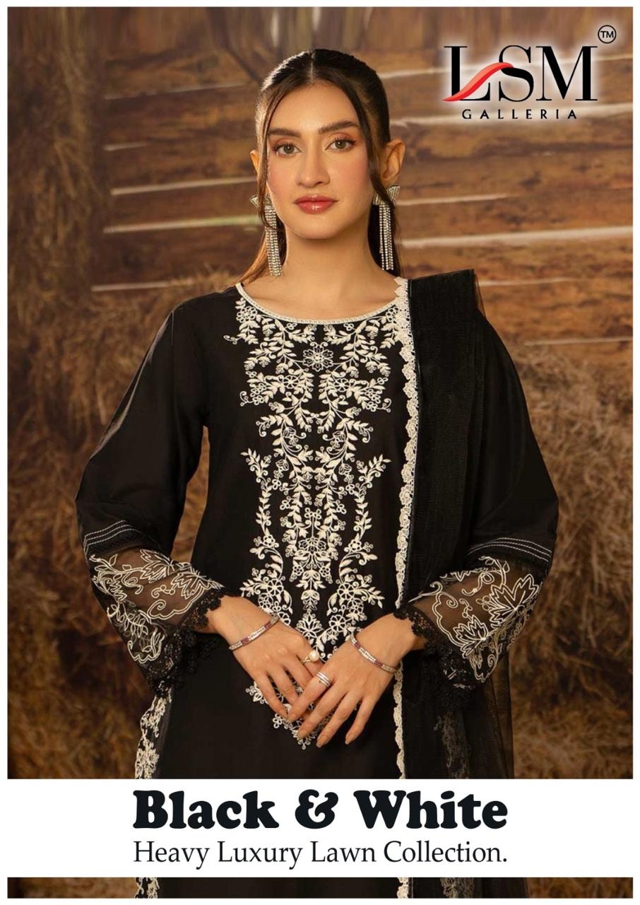 LSM Black & White Vol-01 series 111-116  Pure Heavy Lawn Cotton wholesale suit 