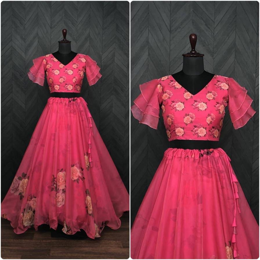 lw 7012 organza digital print traditional fully stitch chaniya choli supplier